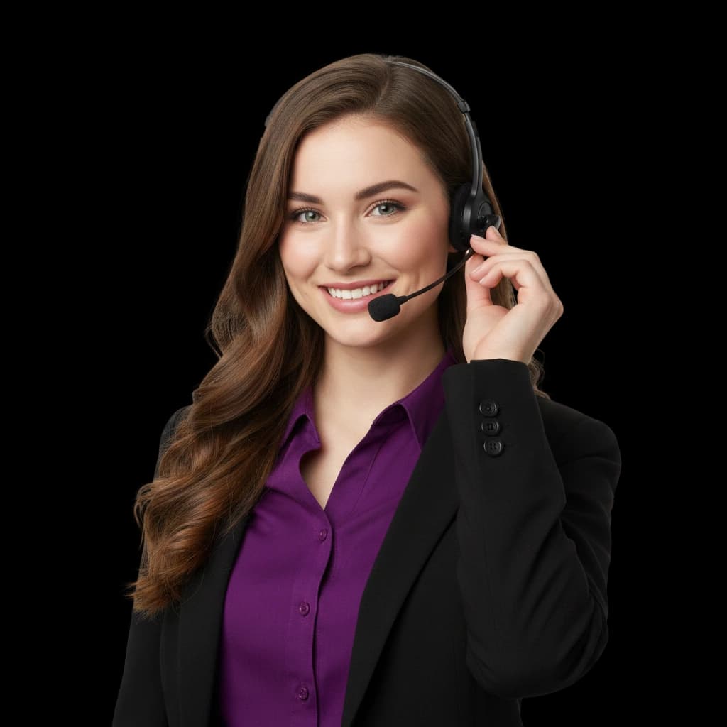 Eine freundliche Kundenservice-Mitarbeiterin von Nordway Logistics mit Headset bietet professionelle Unterstützung und Beratung für Logistiklösungen.